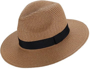 Cappello Panama per Uomo - Stampa a Strisce - Altezza Basse - Cinturino Largo - Cappello Estivo per Uomo - Tempo Libero - Sport - Cinturino con Rips