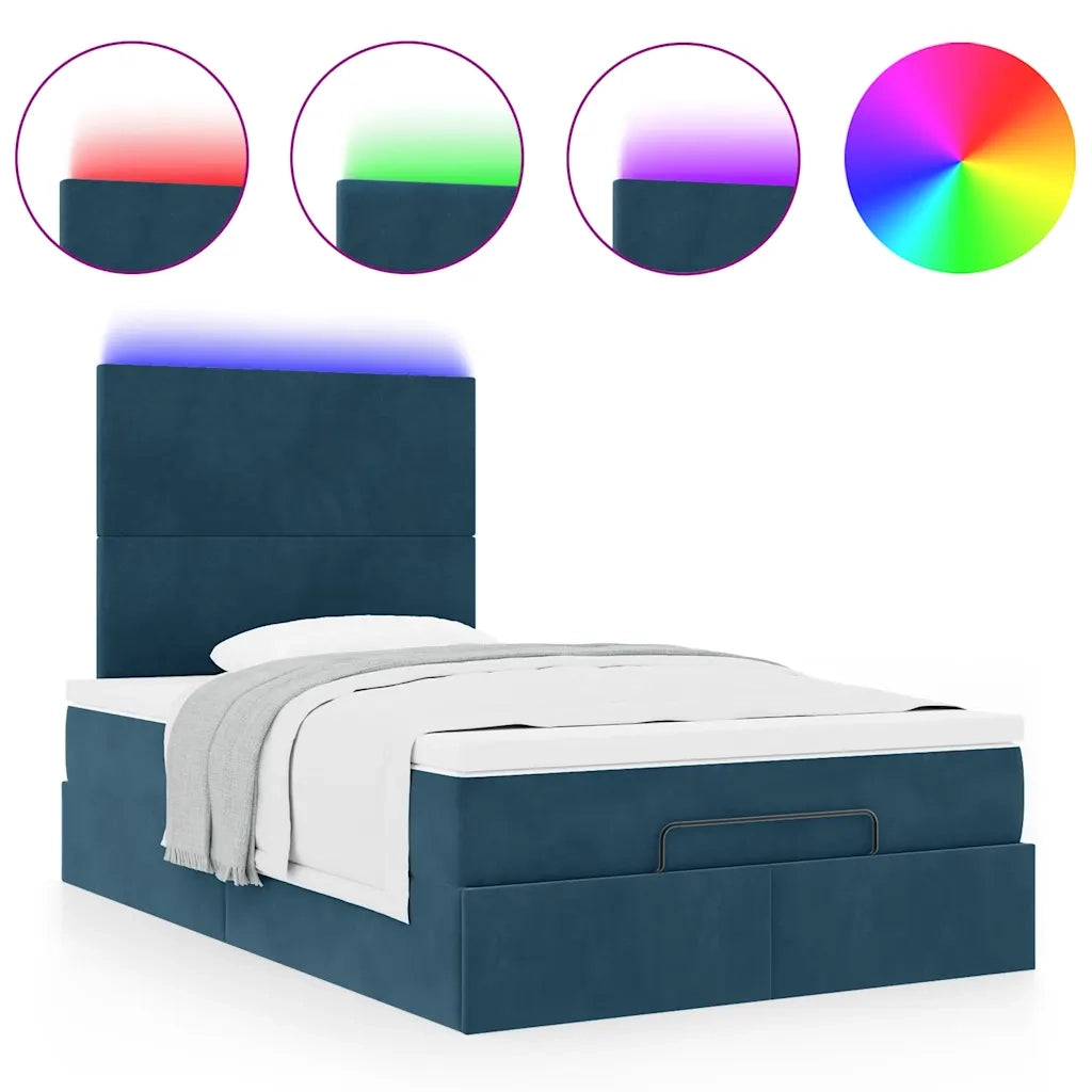 Struttura Letto Pouf con Materassi Blu Scuro 120x200 cm Velluto 3314244