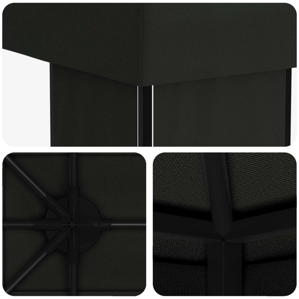 Gazebo da giardino 6 x 3 m Nero Poliestere e Acciaio 190
