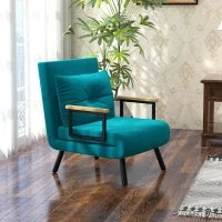 Poltrona Letto 3 in 1 con Schienale Reclinabile in 5 Posizioni e Cuscino, 63x73x81 cm, Blu Scuro