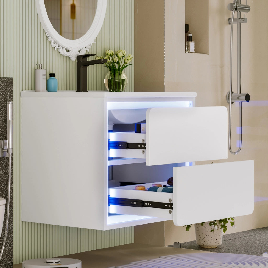 Mobile bagno sospeso 60x46x50 cm con lavabo e luce LED