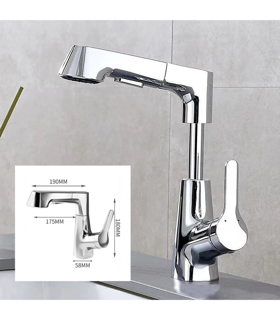 Rubinetto Lavandino Multifunzione LH-226 | Corpo Rame Massiccio | Estrabile con Elevatore | Monocomando | 2 Modos de Acqua