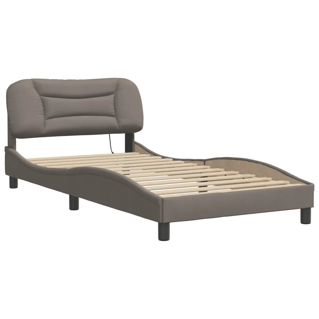 Giroletto con LED senza Materasso-Struttura Letto Hvar Tortora 100x200 cm in Tessuto
