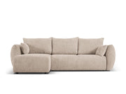 Cosmopolitan Design - Divano convertibile angolare sinistro con contenitore "Matera" 4 posti in ciniglia beige 