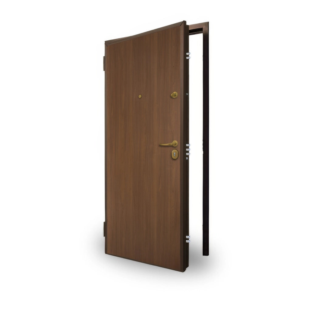 Porta Blindata Classe 3 Noce Medio 80 x 210 cm Apertura Sinistra con Controtelaio Blindo