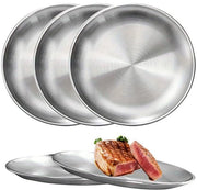 Set di Tavoli per Campeggio da 3 pezzi - Acciaio Inossidabile - Resistente alla Lavastoviglie - 20 cm - Servizio Esterno - Ideale per il Campeggio
