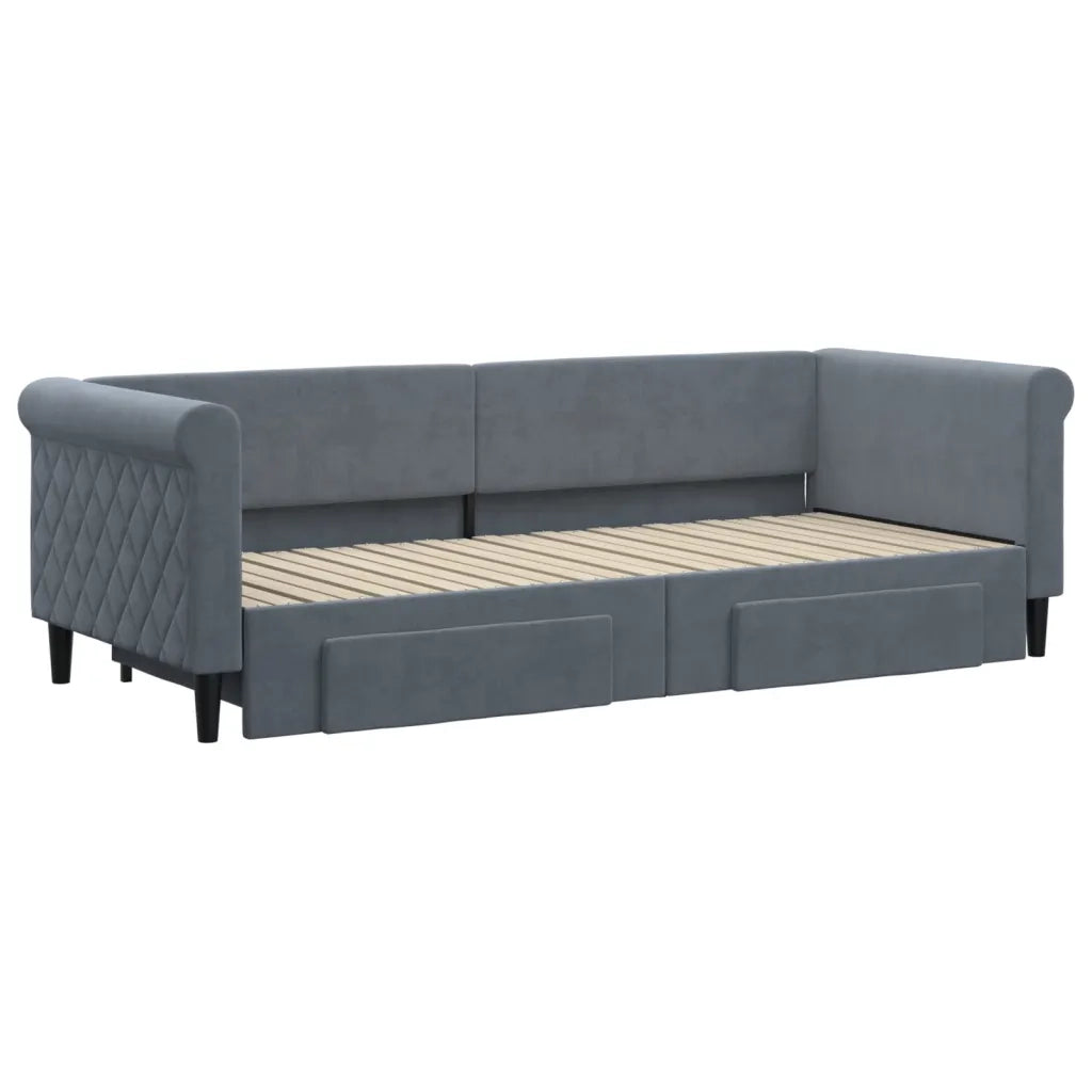 Divano letto | Sof¨¤ letto | Letto singolo Estraibile Cassetti Grigio Scuro 80x200cm Velluto