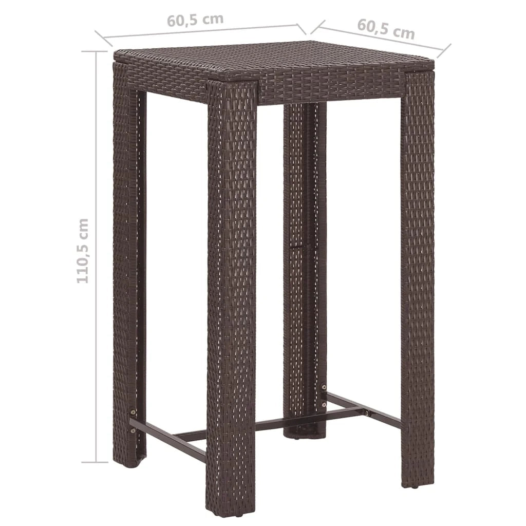 Set da bar da giardino 5 pezzi e cuscini in resina intrecciata marrone 02_0013349