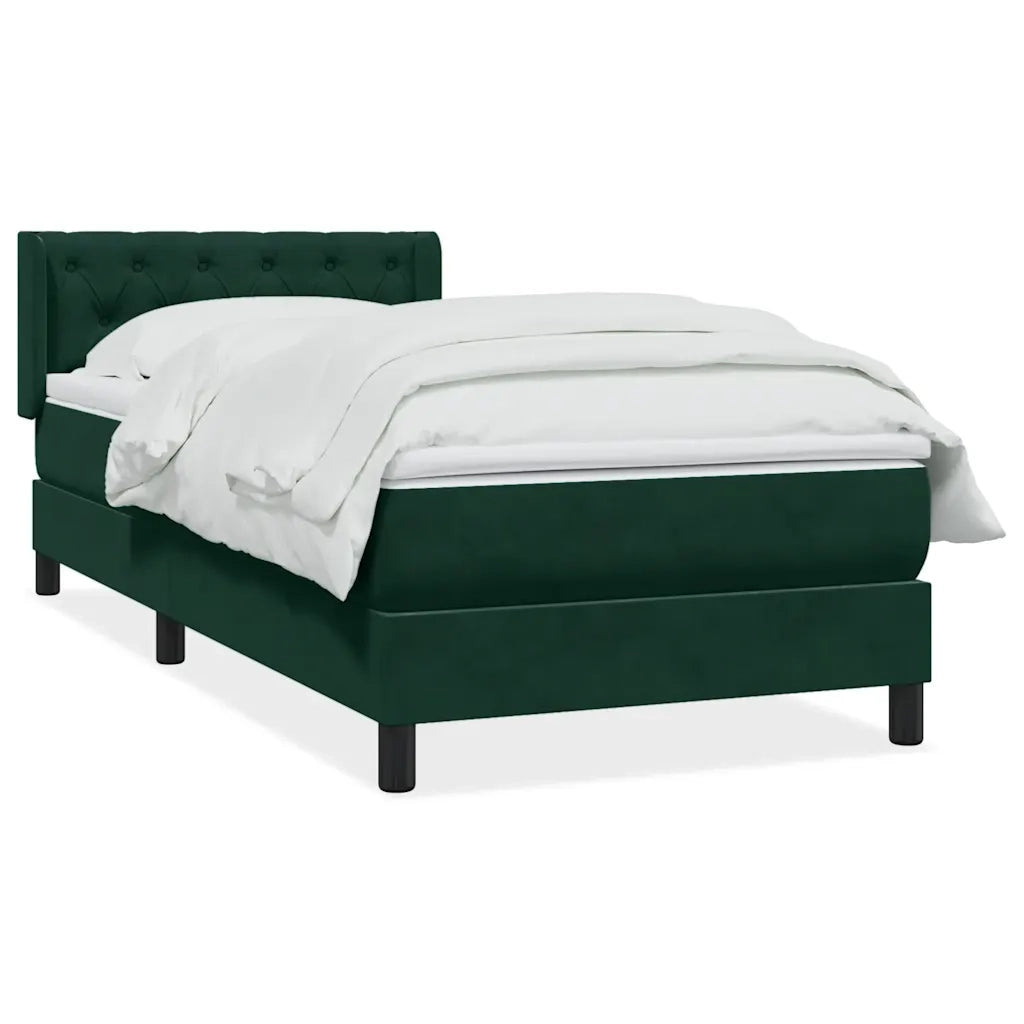 vidaXL Giroletto a Molle con Materasso Verde Scuro 80x220 cm Velluto