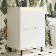 Mobile lavabo freestanding 61 x 46,5 x 87 cm con doppio cassetto, lavabo in ceramica integrato e finitura laccata bianca
