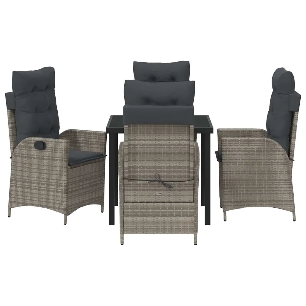 Set da Pranzo per Giardino con cuscino 5 pcs Grigio polyrattan 3380499