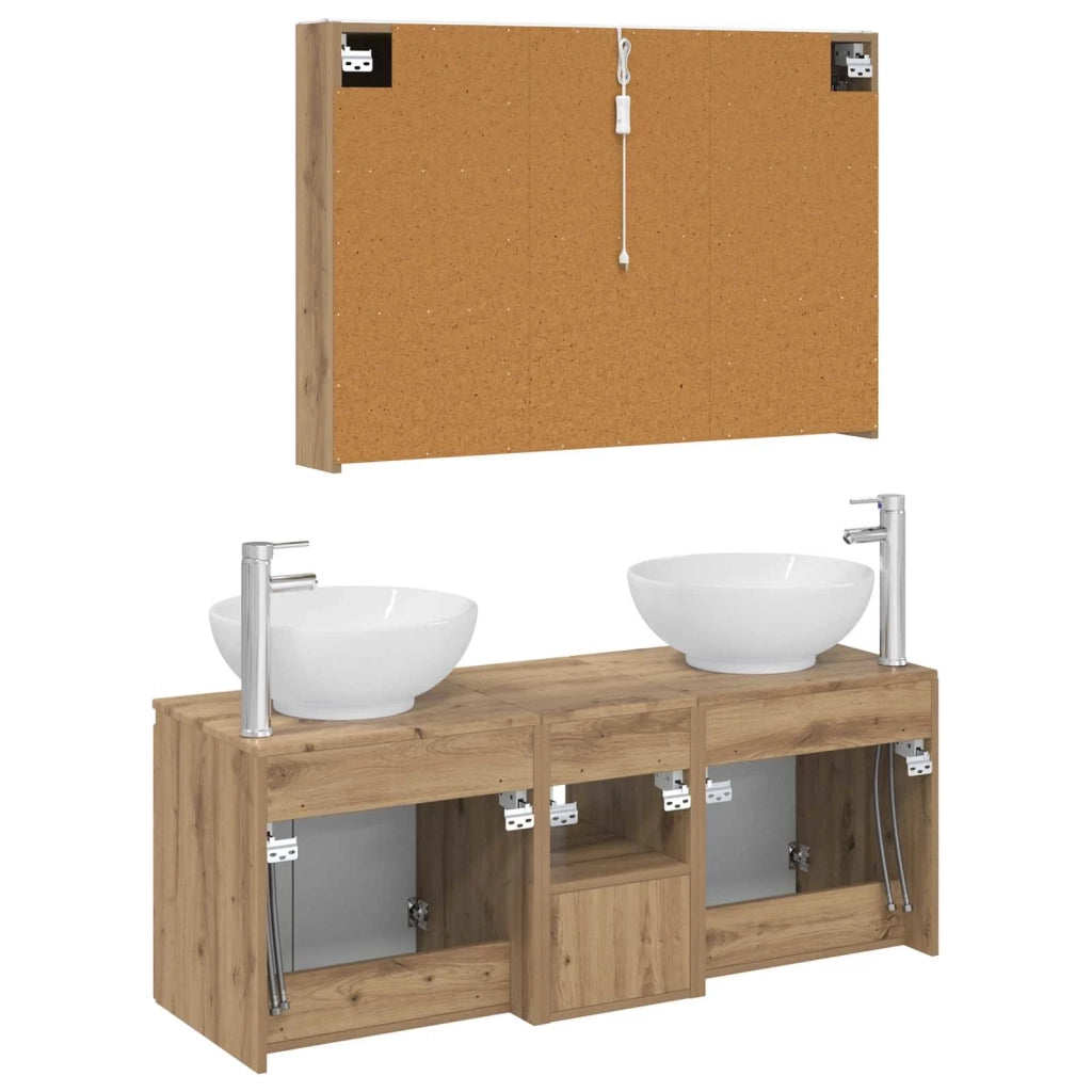 Set di Armadi da Bagno 4 pcs Rovere Artigianale 3406510