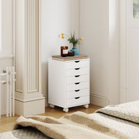 Cassettiera da Ufficio a 6 Cassetti 40x35x63 cm con 4 Ruote e Blocco Bianco