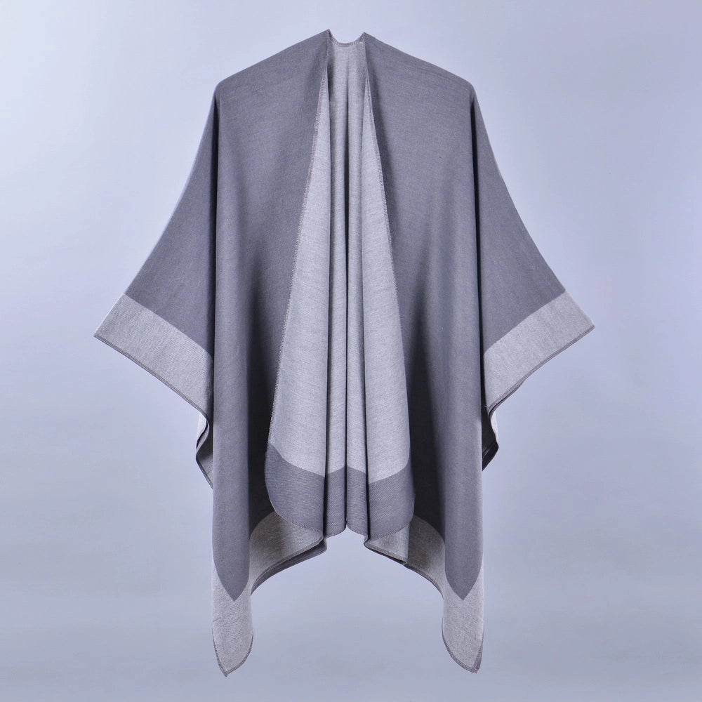 Nuova sciarpa da donna, scialle, mantella alla moda in cashmere tinta unita con spacco