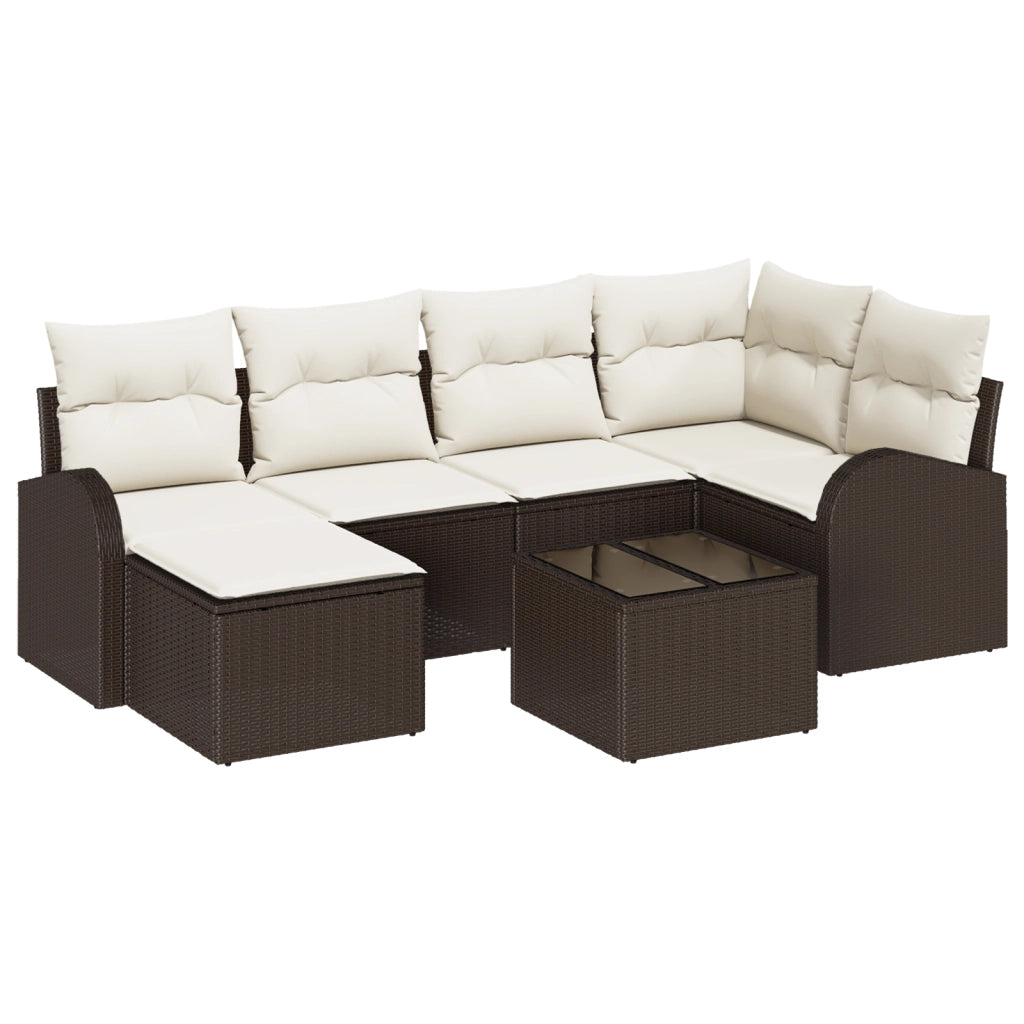 Set Divano da Giardino 6 Pezzi con Cuscini Grigio Rattan Sintetico