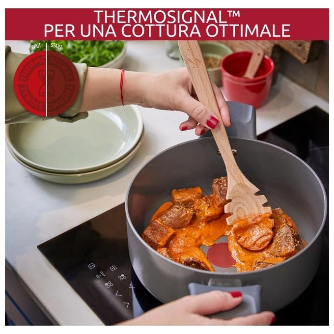 Lagostina Risorsa Casseruola fonda 24 cm, Rivestimento in Ceramica Antiaderente, Scorrevolezza Ottimale, Thermo-Signal™, Induzione
