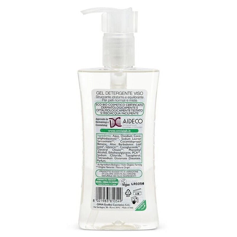 OMIA GEL DETERGENTE VISO ECO BIO ALOE VERA DEL SALENTO STRUCCANTE IDRATANTE PER PELLI NORMALI E MISTE 200 ML