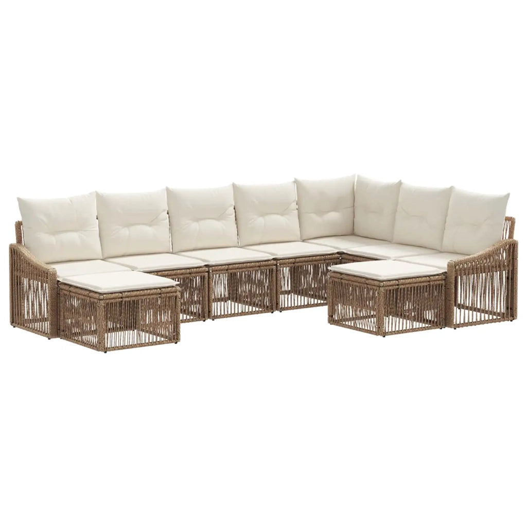 Set Divano da Giardino 9 pcs Beige polyrattan 3436194