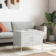 Tavolino da Salotto Bianco 68x50x50,5 cm in Acciaio 843035