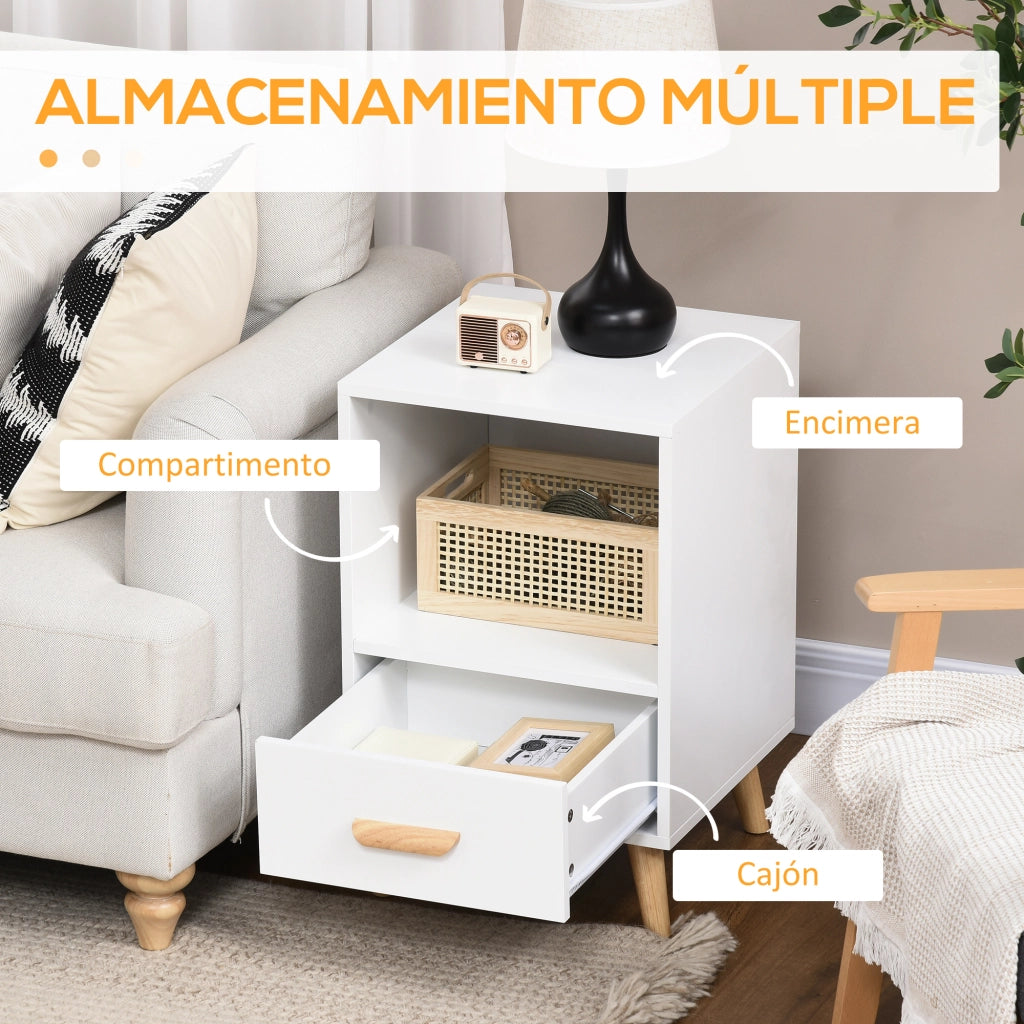 Comodino con cassetto e ripiano ¨C zephmum ¨C bianco 40x40x62 cm