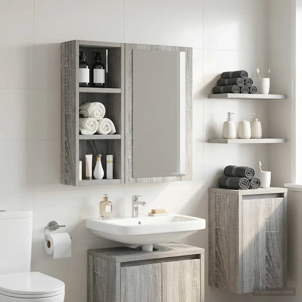 Armadio da bagno a muro Sonoma grigia 20 x 10 x 50 cm 889284