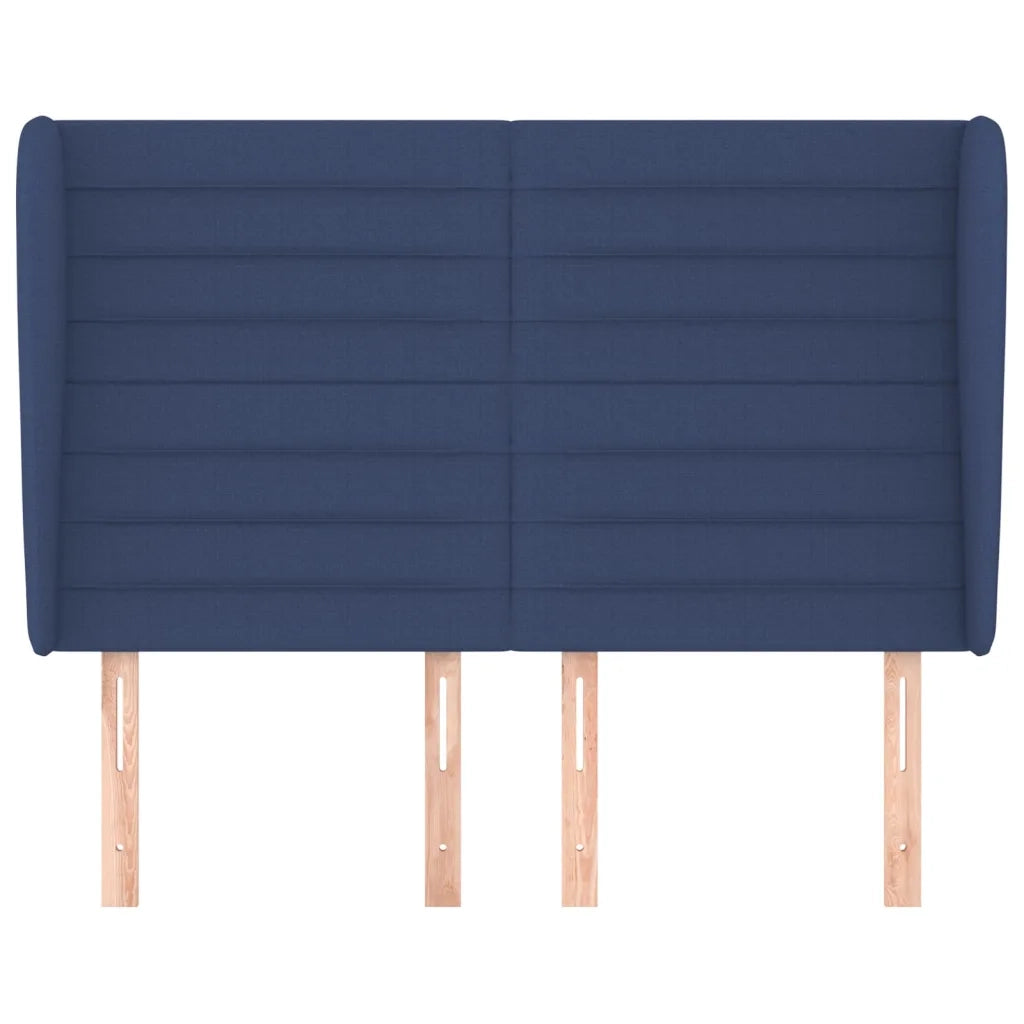 Testiera | Testata ad Orecchio Blu 147 x 23 x 118/128 cm in Tessuto