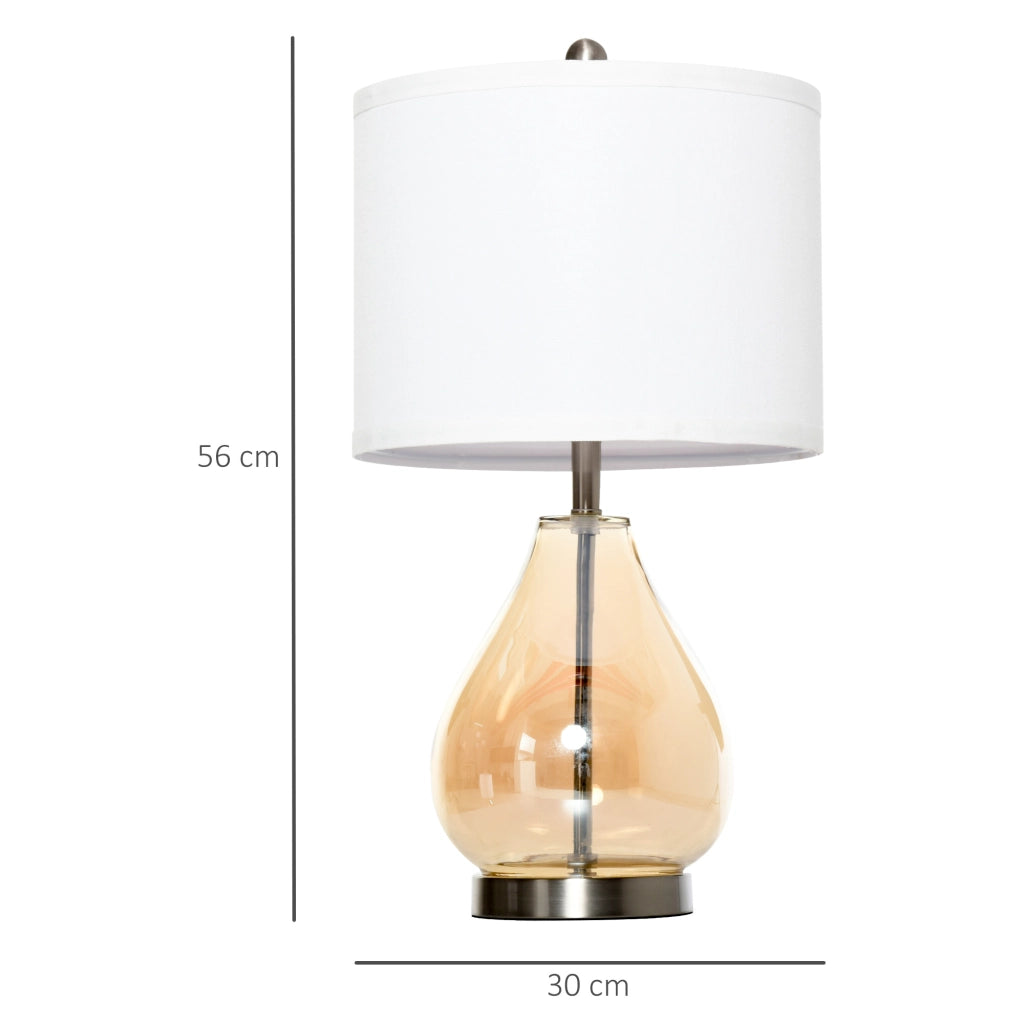Lampada da tavolo con paralume in lino e gambo in vetro ¨C Minimal ¨C Bianco