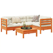 vidaXL Set Divani Giardino 5pz con Cuscini Marrone Cera Massello Pino