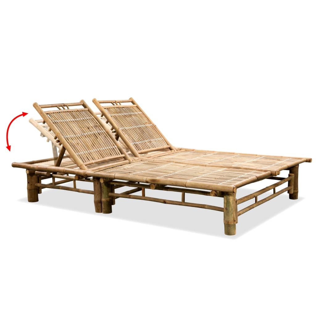 Lettino prendisole sedia a sdraio lettino prendisole letto da giardino mobili da esterno per patio per 2 persone bambù 02_0012911