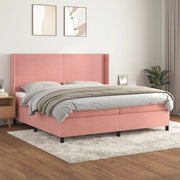 Giroletto a Molle con Materasso Rosa 200x200 cm in Velluto 3132584
