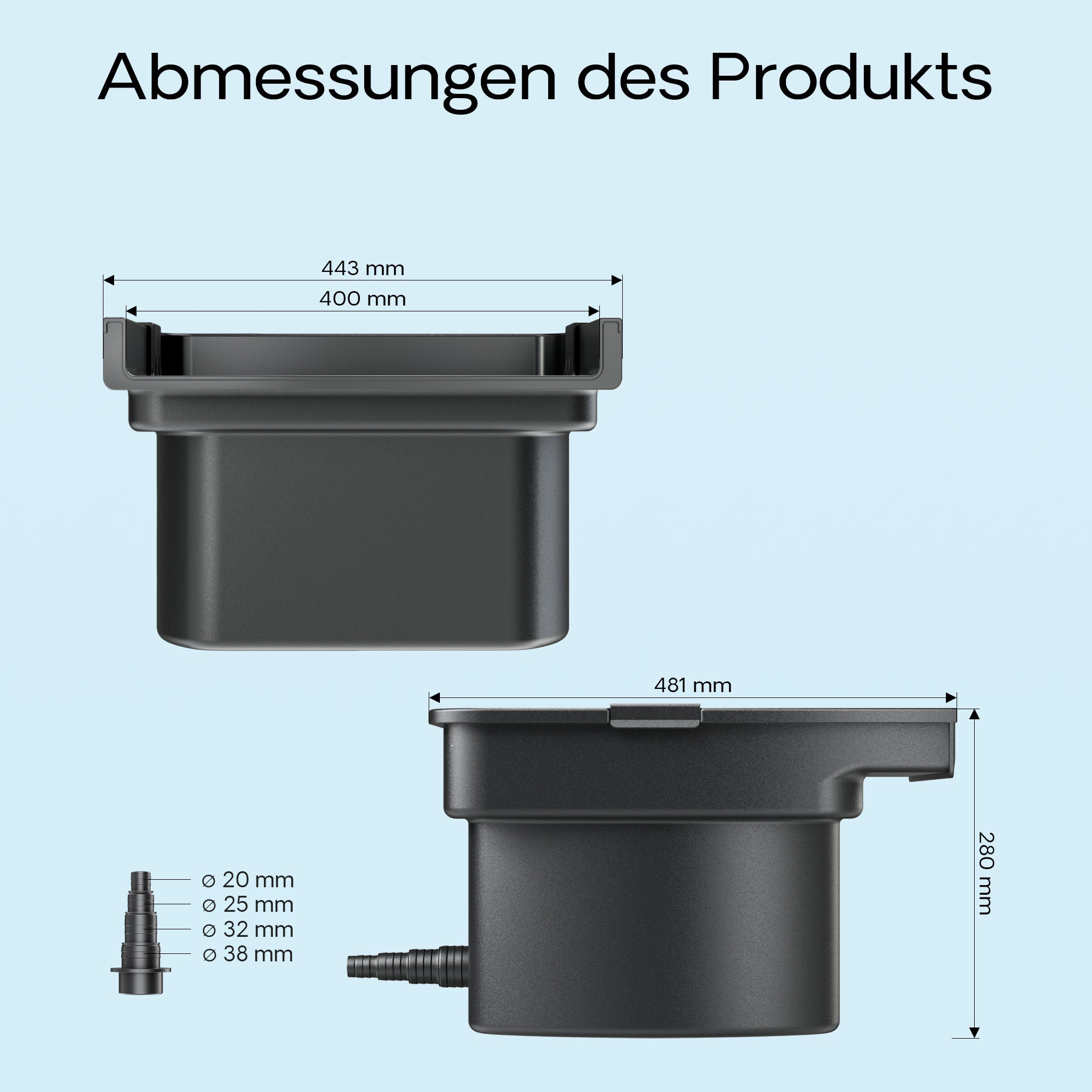 CWF-400 Cascata laghetto con sistema filtrante integrato, 14000 l/h, vasca con larghezza di uscita 400 mm, per giochi d'acqua da giardino