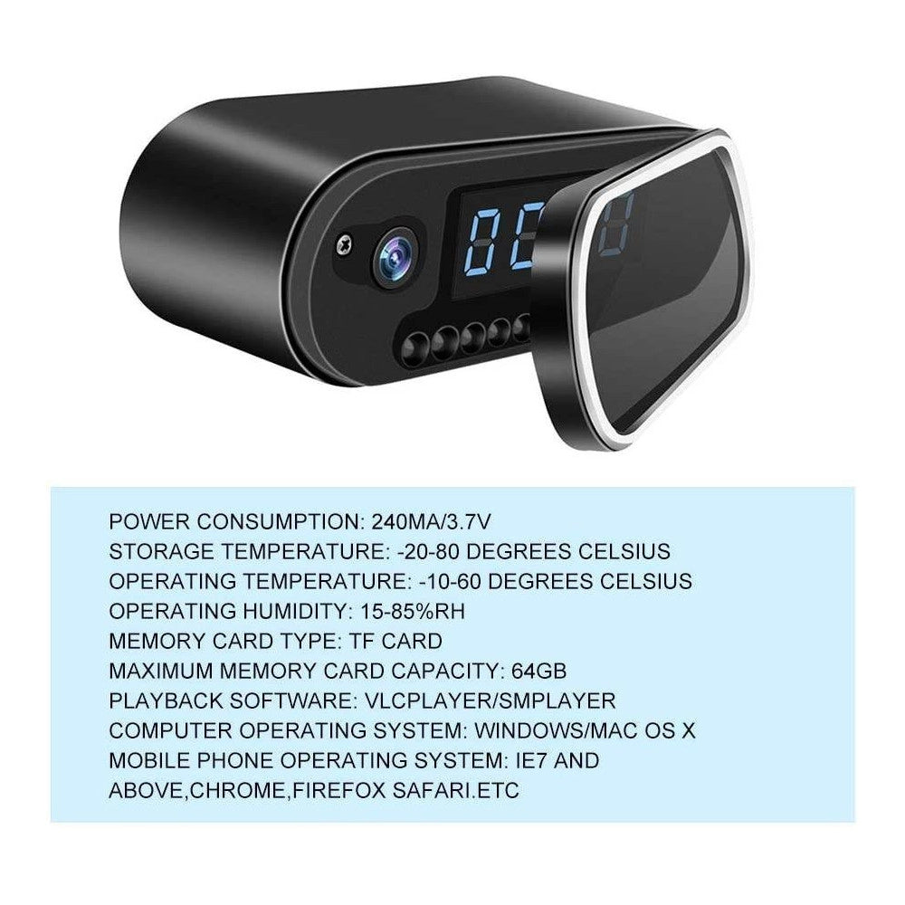 Trade Shop - Sveglia Orologio Con Telecamera Spia Nascosta Con Visione Notturna Sorveglianza -