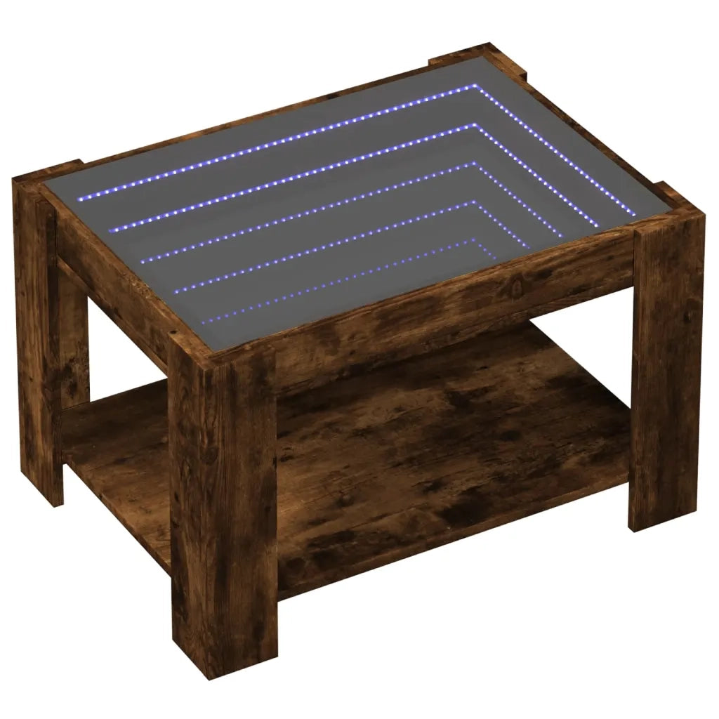 Tavolino salotto | Tavolino da caff¨¨ | Tavolino da Soggiorno con LED Rovere Fumo 73x53x45 cm Multistrato