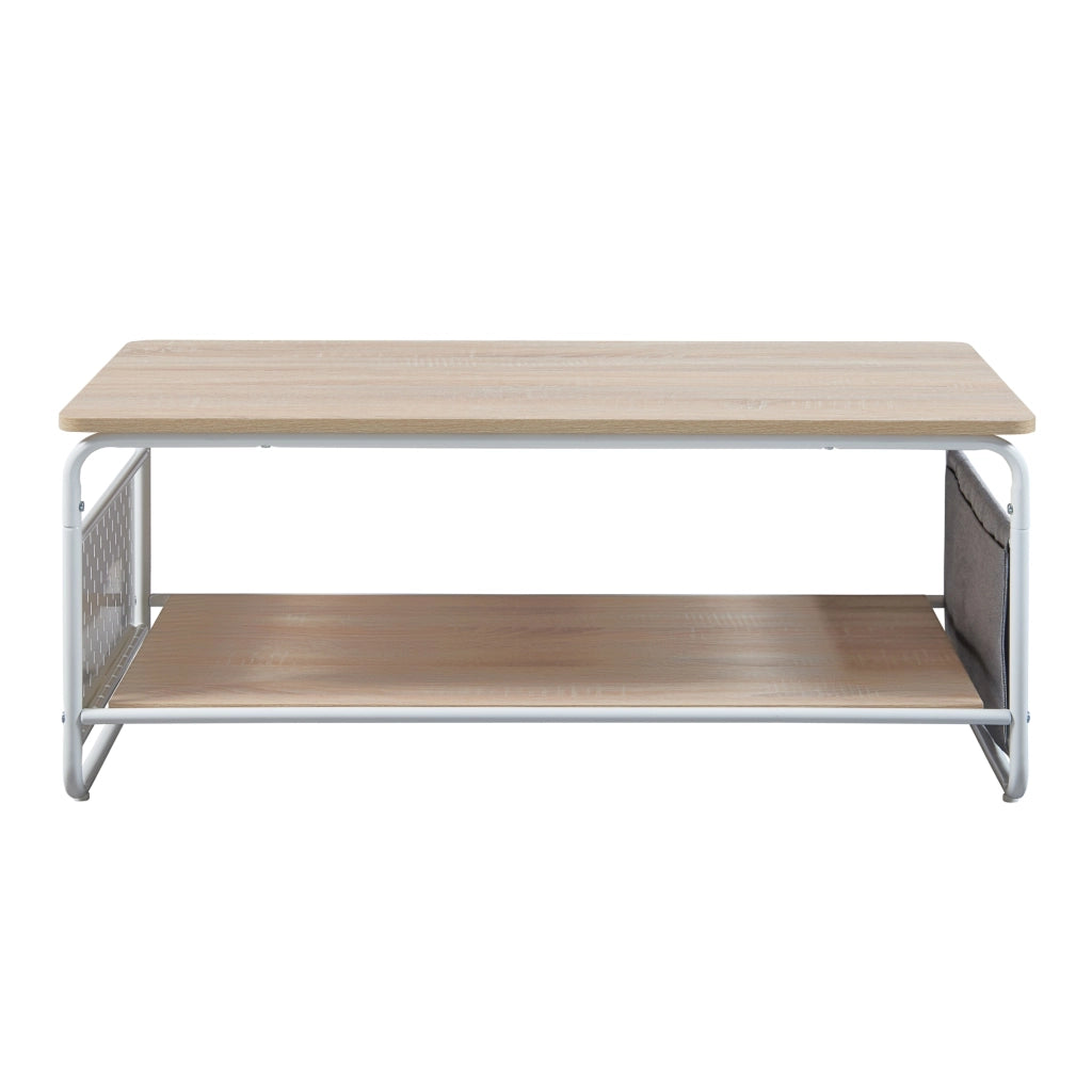 Tavolino Basso Dyrøy 100 x 50 x 43 cm Effetto Rovere / Bianco [en.casa]