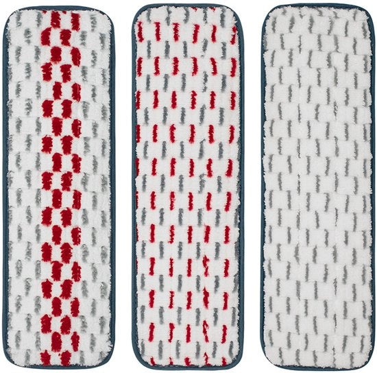 Accessori per spray mop microfibra per Swiffer PowerMop, adatto per uso umido e asciutto, set di 3 cuscini di sostituzione, colore rosso grigio + rosso + grigio completamente
