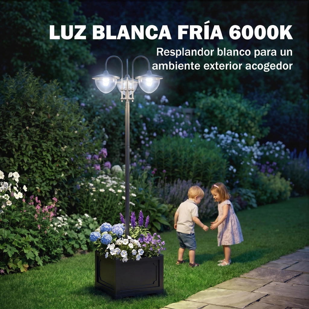 Lampada Solare da Giardino ¨C zephmum ¨C 18 LED 6000K IP44 60x55x189 cm Nero