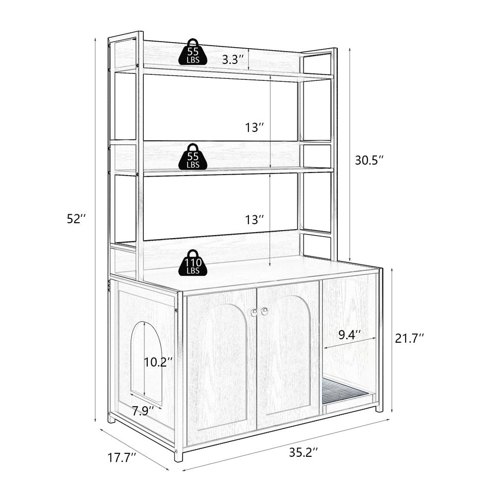 Mobile Portaciotola per Gatti con Ripiano e 2 Ante ¨C Xylo ¨C Legno, Marrone