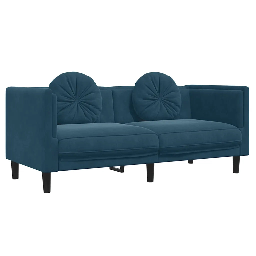 Set di Divani 3 pz con Cuscini Blu in Velluto 3209255