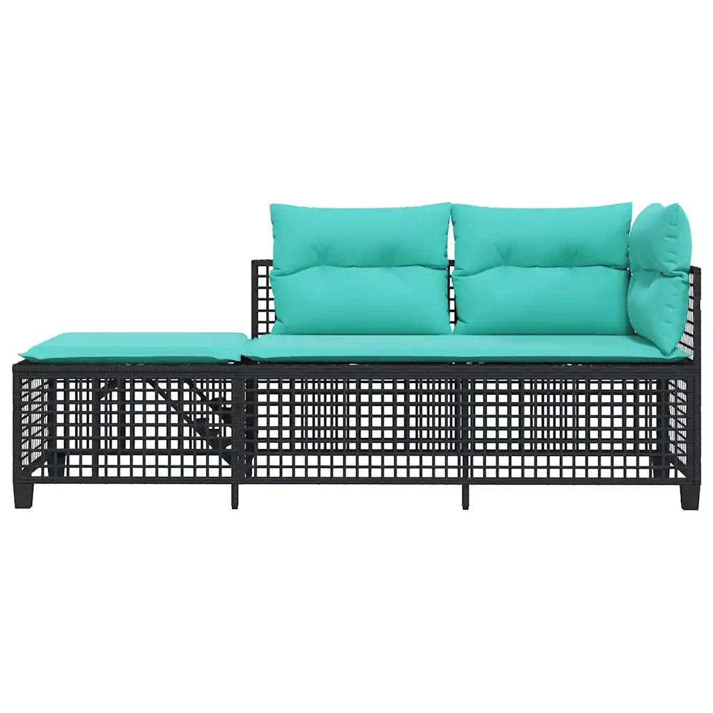 Set divano angolare da giardino a 3 pz con Cuscini in Polyrattan Nero 365452