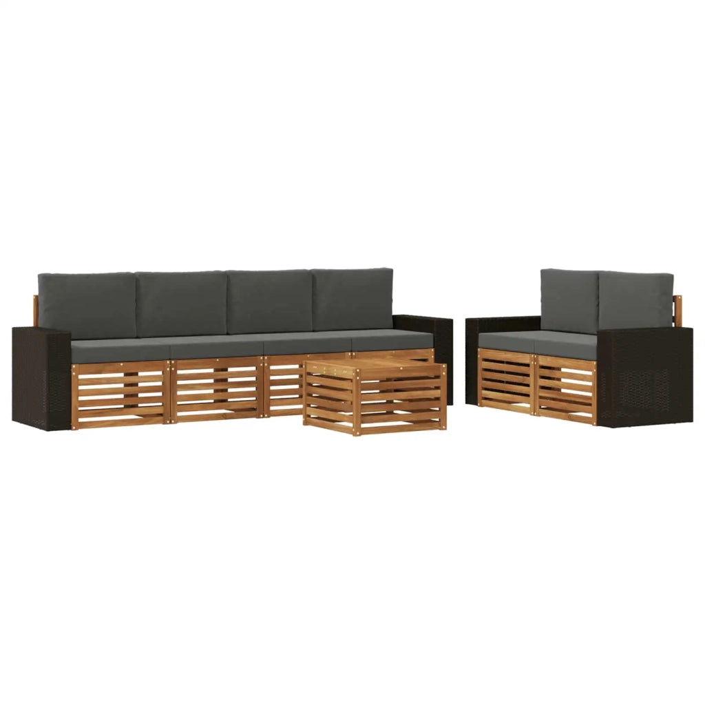 Set di divani da esterno 7 pz Naturale e Antracite 3384063