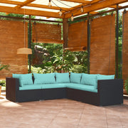 Set Divani da Giardino 5 pz con Cuscini in Polyrattan Nero 3101697