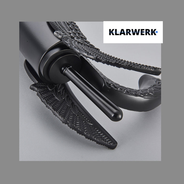 ADRIAN | Rubinetteria da bagno di design in acciaio inox con effetto cigno per lavabo lussuoso nero opaco ristorazione | miscelatore bagno 2 attacchi