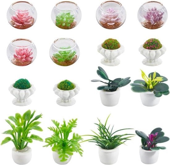 26 pezzi di piante succulente - bonsai miniatura in resina - vaso finto per piante - decorazione per bagno, ufficio e casa - ornamento verde .