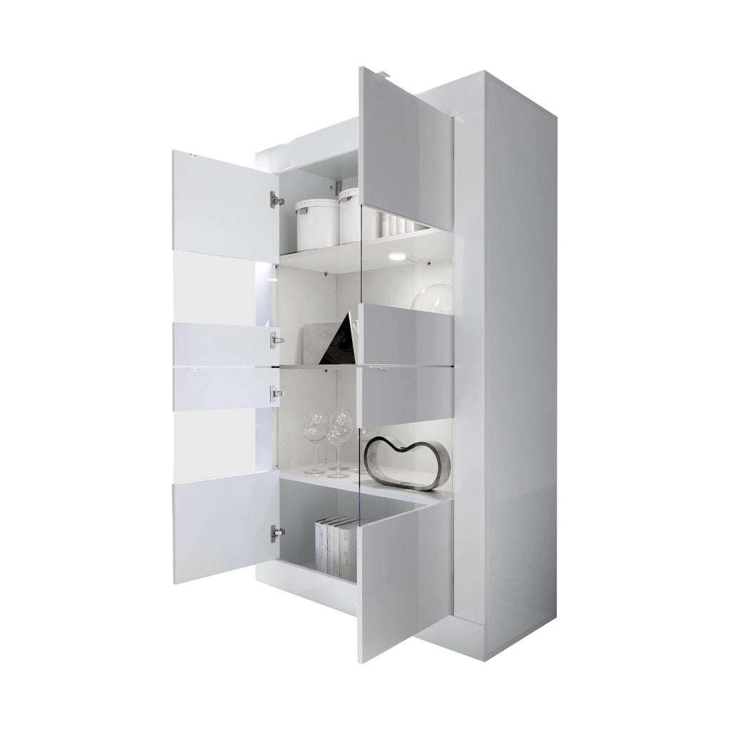 Mobile Espositore Suzzara, Vetrina 3 Ripiani, 101.4x42x161.2h cm Bianco Lucido