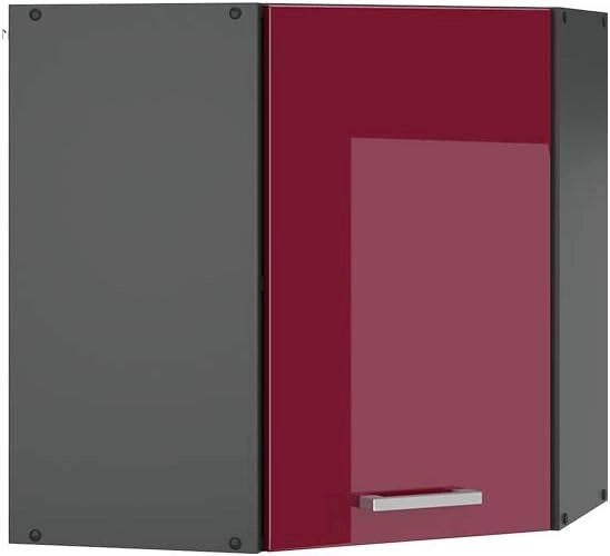 Mobile angolare da cucina R-Line, Rosso lucido, 57 cm, per la libera combinazione all'interno di sistemi cucina modulari
