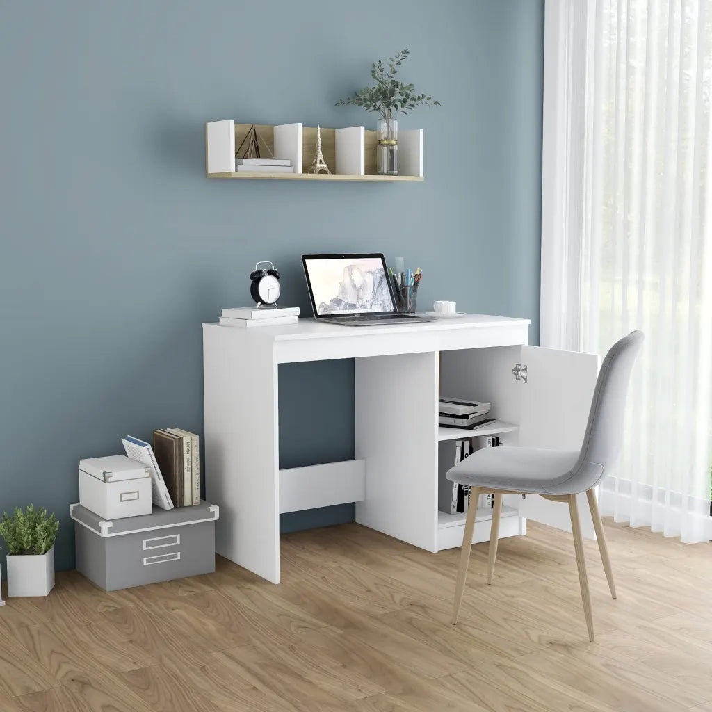 Scrivania | Tavolo da Ufficio Bianca 100x50x76 cm in Legno Multistrato