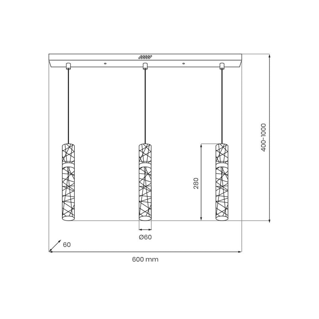 Lampada a sospensione LAGOS oro 60 cm tubi LED 24W