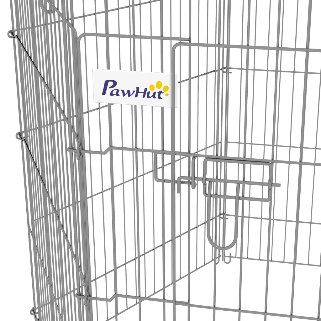 Recinto per Cani Pieghevole 8 Pezzi con Porta ¨C zephmum ¨C Grigio Acciaio 63x91 cm