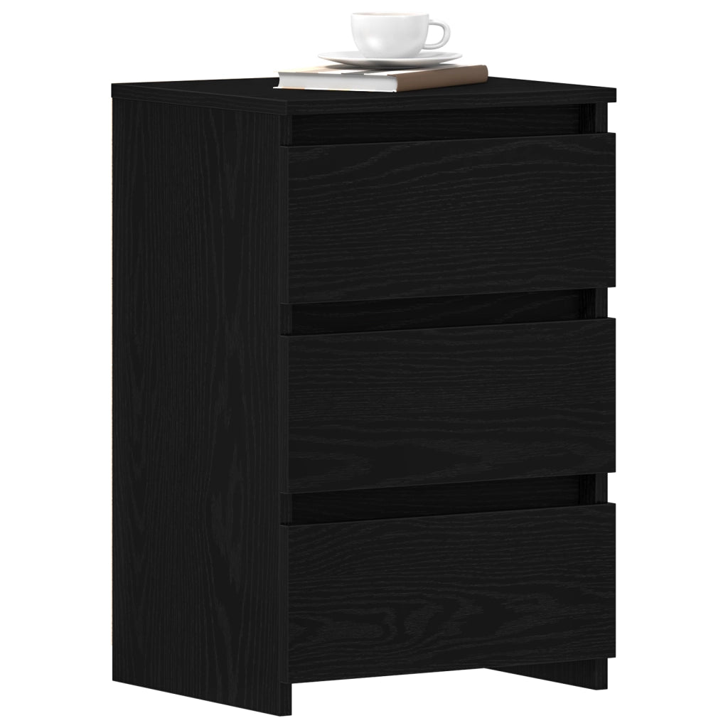 Comodino Nero Rovere  40x35x62,5 cm in Legno Ingegnerizzato