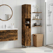 Armadio da Bagno con Ripiano Aperto HAARLEM Rovere Fumo 896820